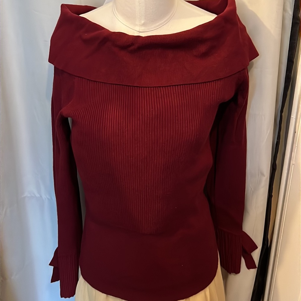NWT NY&Co 7th Avenue Design Studio maroon ribbed l/s sweater.